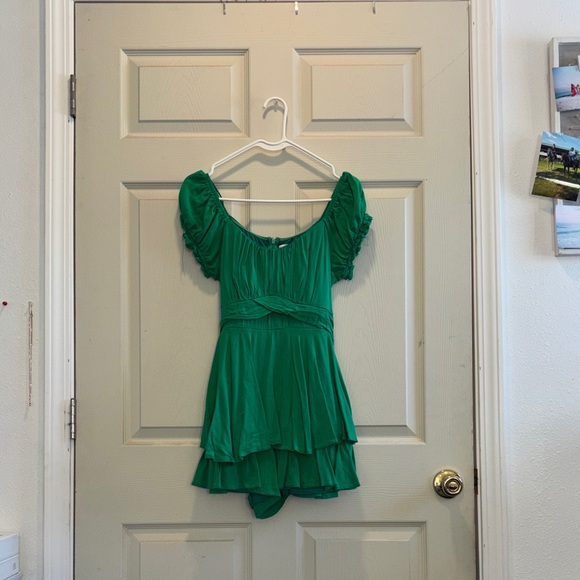 Altar'd State Emerald Ruffle Romper - Picture 1 of 1